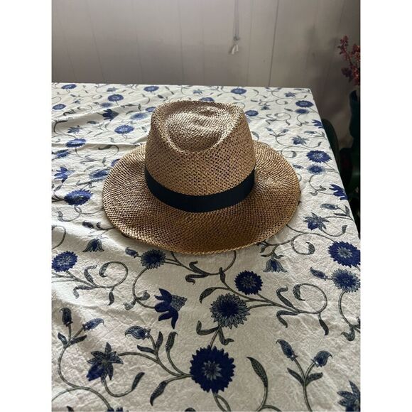 NWT $125 Bruno Magli Logo Open Weave Ribbon Band Paper Fedora Sun Hat unisex - Picture 10 of 15